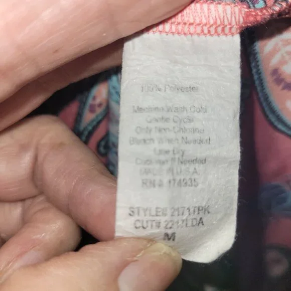 VERSE Sleeveless Coral Paisley Print Blouse With Split Neck Design Size M - Picture 7 of 14